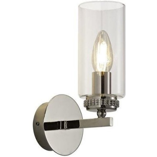 Benz 1 Light Wall Light In Polished Nickel With Clear Glass