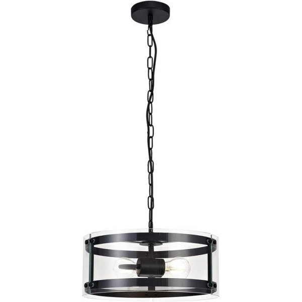 York 2 Light Ceiling Pendant In Matt Black