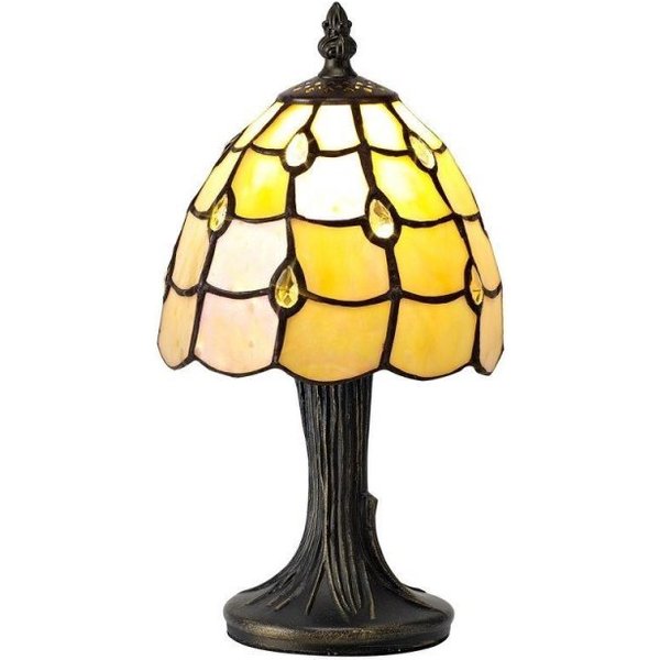 Origin 1 Light Table Lamp With 300mm Beige, Clear, Black And Gold Tiffany Shade