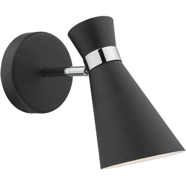 Dar ASH0722 Ashworth 1 Light wall Light In Matt Black And Polished Chrome