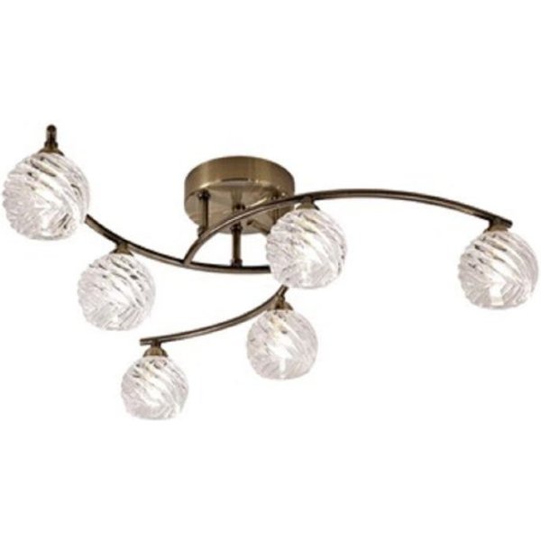 Franklite FL2358/6 6 Light Semi Flush Ceiling Pendant In Bronze With Clear Glass Shades