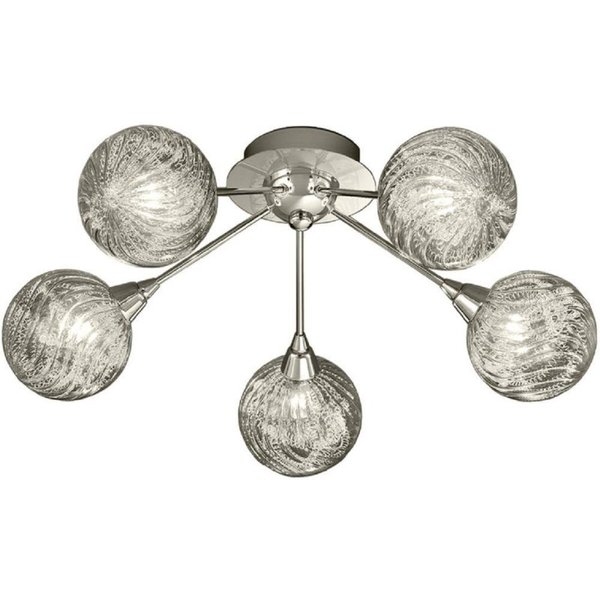 Franklite FL2329/5 Chrome 5 Light Textured Glass Ceiling Light
