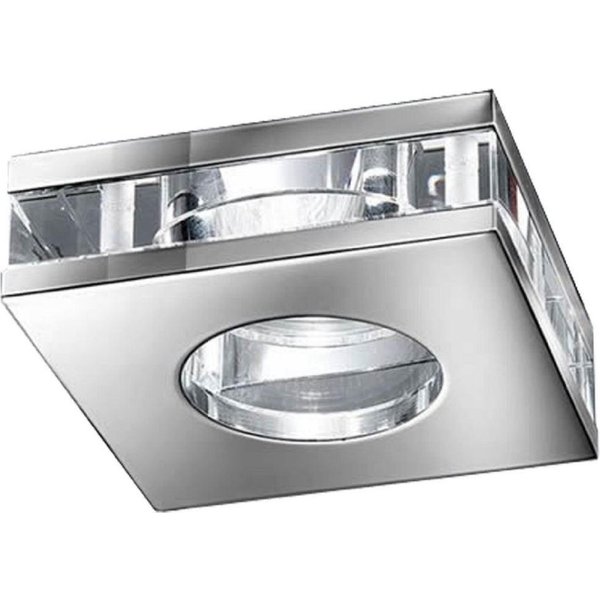 Franklite RF311 Recessed Square LED Downlight In Chrome With Crystal Glass Discs