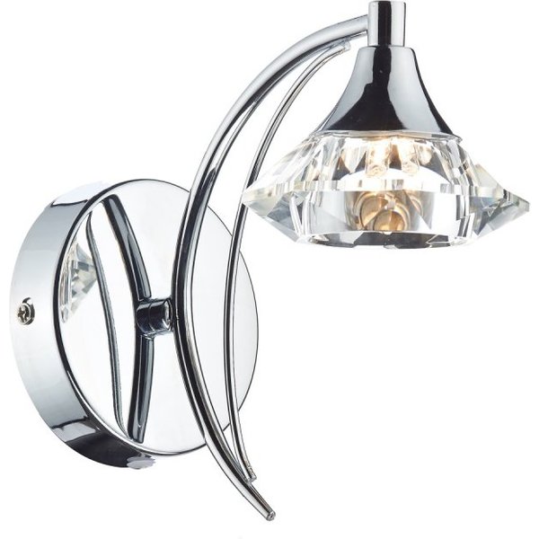 Dar LUT0750 Luther Single Switched Crystal Wall Light - Polished Chrome
