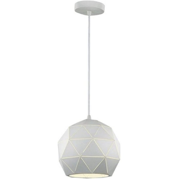 Franklite PCH145 One Light Round Ceiling Pendant Light In White - Dia: 190mm