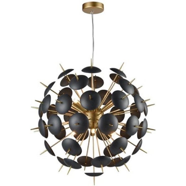 Franklite FL2386-12 Twelve Light Ceiling Pendant Light In Matt Black And Matt Gold