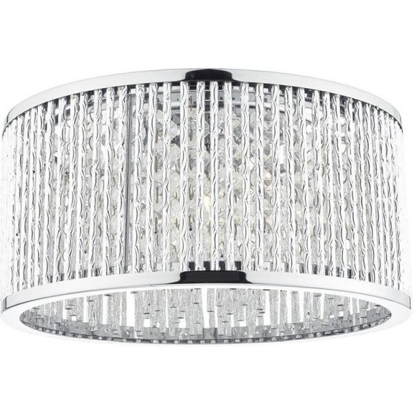 Dar NAN5368 Nantes 3 Light Flush Ceiling Light In Polished Chrome