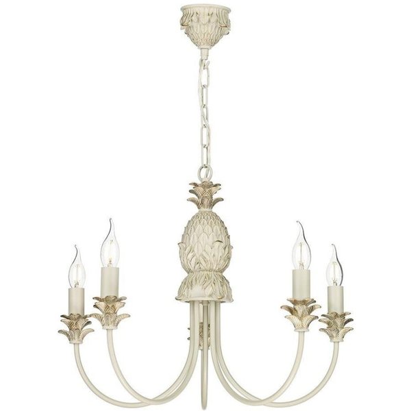 David Hunt Lighting CAB0512 Cabana Five Light Ceiling Pendant Light In Cream And Gold - Fitting Only