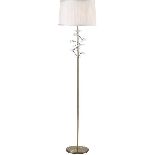 Diyas IL31224/WH Willow 1 Light Floor Light In Antique Brass With White Shade