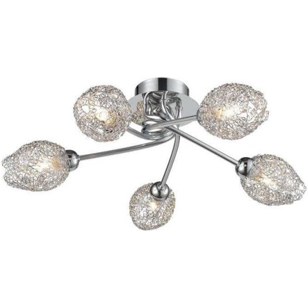 Franklite FL2404-5 Oscar 5 Light Semi Flush Ceiling Light In Chrome