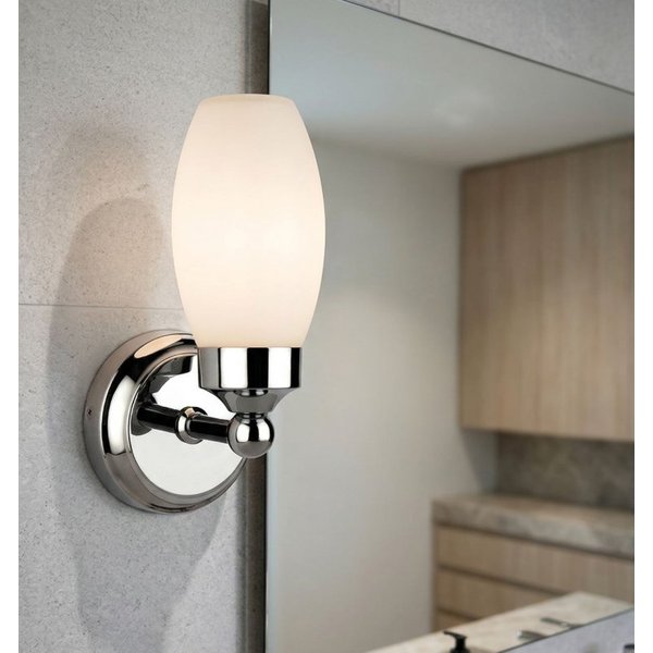 Firstlight 3749CH Reef Bathroom 1 Light LED Wall Light In Chrome And Opal Glass
