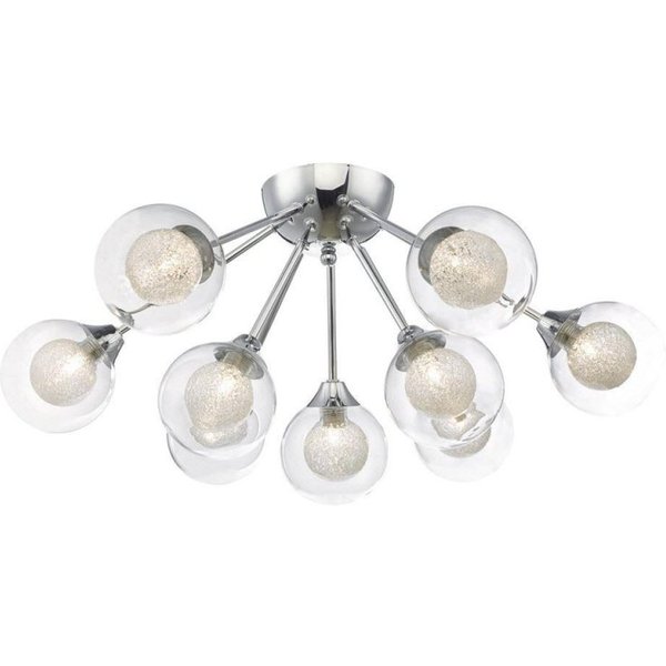 Dar ZEK1350 Zeke Nine Light Semi Flush Ceiling Light With Spun Glass Interior Shades
