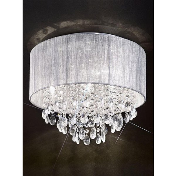Franklite FL2281/4 4 Light Flush Chrome and Crystal Ceiling Light