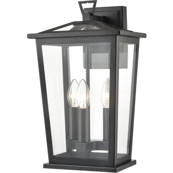 Franklite Dusk Outdoor 3 Light Wall Lantern In Matt Black Finish IP44 EXT6648