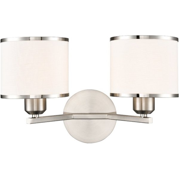 Franklite Sirius 2 Light Wall Light In Satin Nickel With Off White Shade FL2495-2