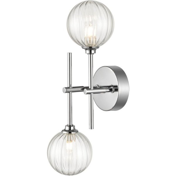 Franklite Abstraction Bathroom 2 Light Wall / Ceiling Light In Chrome With Ribbed Glass FL2464-2