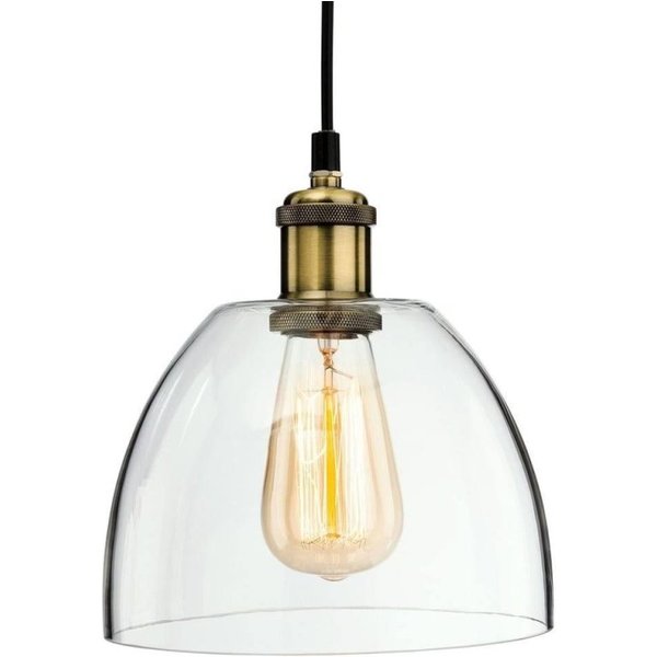 Firstlight 4876AB Empire One Light Domed Ceiling Pendant Light In Antique Brass With Clear Glass