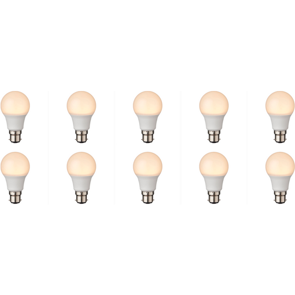 10 Pack 8 watt BC B22 Opal LED Lamp 806 Lumens