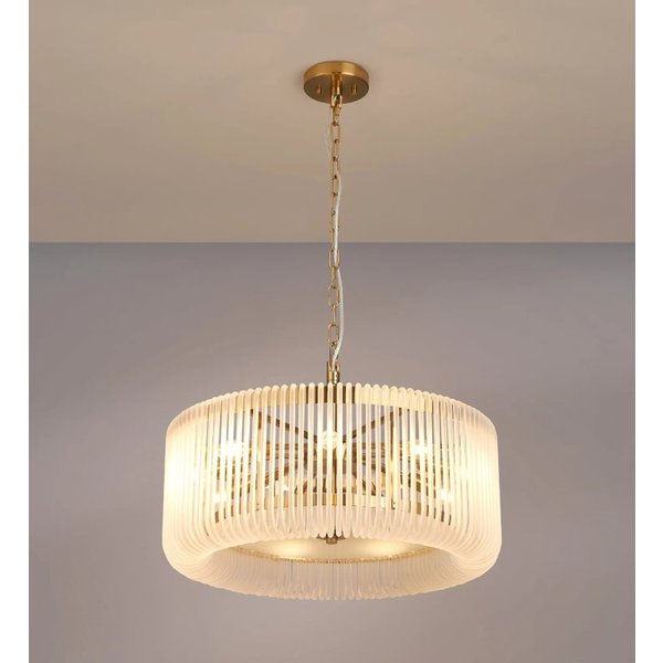 Verne 60 cm Ceiling Pendant / Semi Flush Light In Brass Finish With Frosted Glass