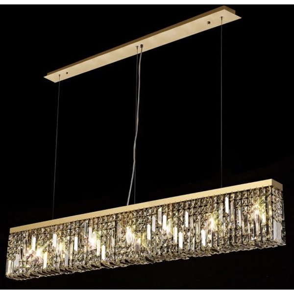 Baden 138 x 9cm Linear Pendant Chandelier In Gold Finish With Crystal Glass
