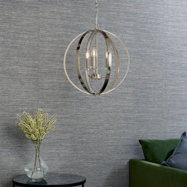 Endon 81507 Ritz 3 Light Ceiling Pendant In Nickel Plate And Clear Crystal