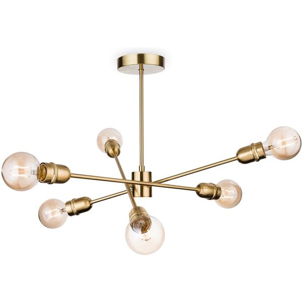 Firstlight 3702BR Trident 6 Light Semi Flush Ceiling Light In Brushed Brass