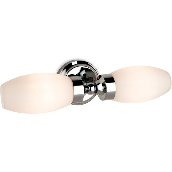 Firstlight 3750CH Reef Bathroom 2 Light LED Wall Light In Chrome And Opal Glass