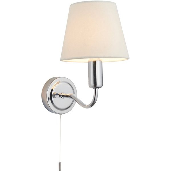Endon 93851 Conway Bathroom Wall Light In Chrome Finish With Ivory Fabric Shade IP44