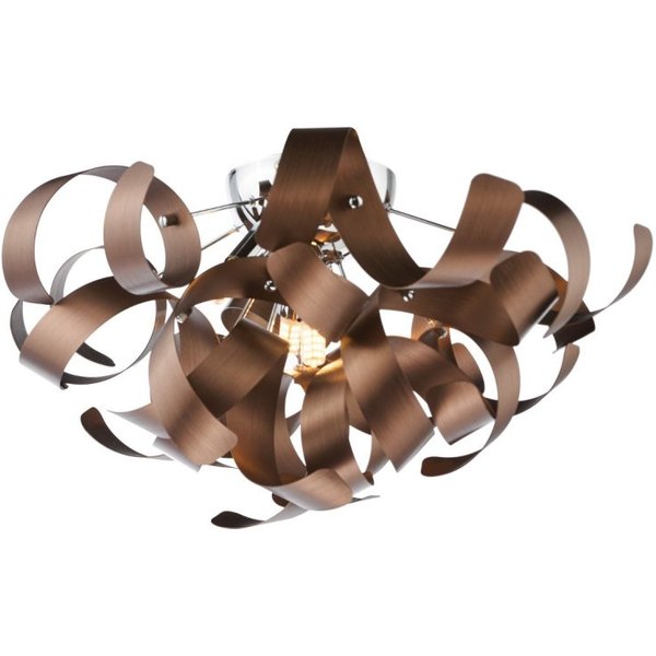 Dar Lighting Swash 4 Light Flush In Polished Chrome With Copper Ribbons