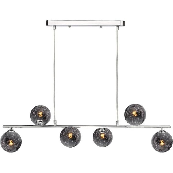 Dar Wisebuys Spiral 6 Light Ceiling Bar Pendant In Polished Chrome With Black Glass