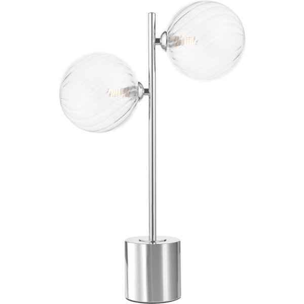Dar Wisebuys Spiral 2 Light Table Lamp In Polished Chrome With Twisted Glass