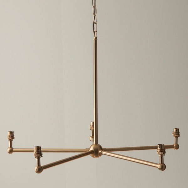 Endon 108212 Santiago 5 Light Ceiling Pendant Light In Brushed Aged Brass Finish