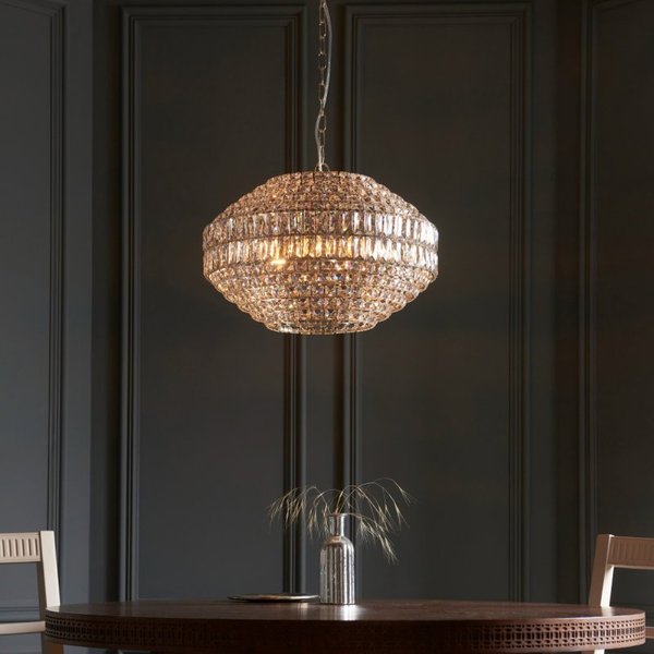 Endon 99155 Beatrice 5 Light Ceiling Chandelier In Bright Nickel With Clear Crystal Glass