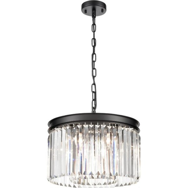 Franklite Perdita 5 Light Ceiling Pendant Light In Matt Black With Crystal Glass FL2413-5
