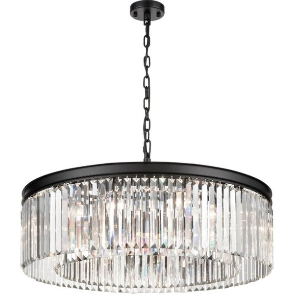 Franklite Perdita 10 Light Ceiling Pendant Light In Matt Black With Crystal Glass FL2413-10