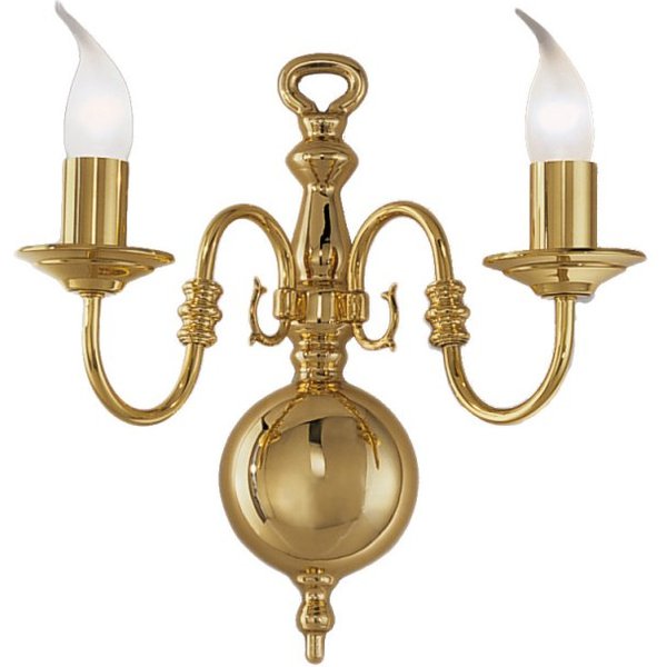 Franklite Delft 2 Light Flemish Wall Light In Polished Brass Finish PE7922