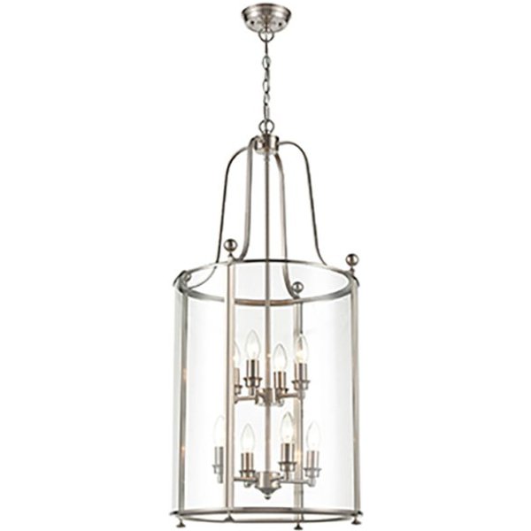 Franklite LA7019-8 Drayton 8 Light Ceiling Lantern In Satin Nickel Finish