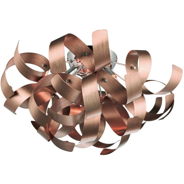 Dar RAW0464 Rawley 4 Light Metal Copper Flush Ceiling Light
