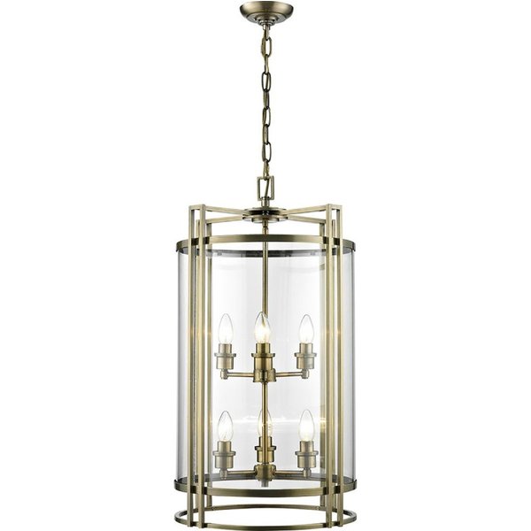 Diyas IL31094 Eaton 6 Light Ceiling Pendant Light in Antique Brass