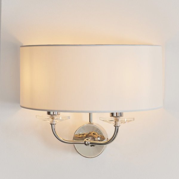 Endon 60180 Nixon Wall Light in Nickel with White Silk Shade
