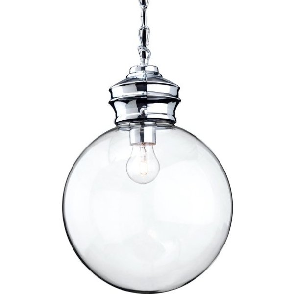 Firstlight OMAR 3410CH Chrome and Clear Glass Globe Ceiling Pendant Light