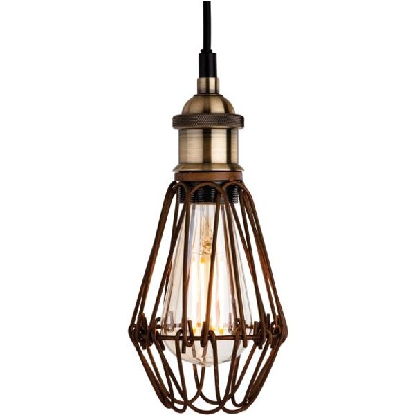 Firstlight Arcade 3446RB Rustic Brown Cage Ceiling Pendant Light