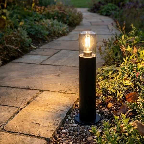 Firstlight 6803BK Manor Post Light In Black With Smoked Glass