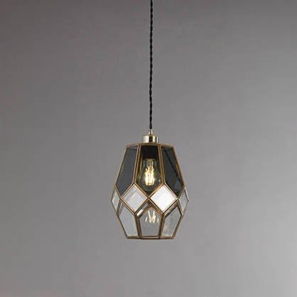 Endon 73296 Ripley Non Electric Shade In Antique Brass With Clear And Smoked Glass