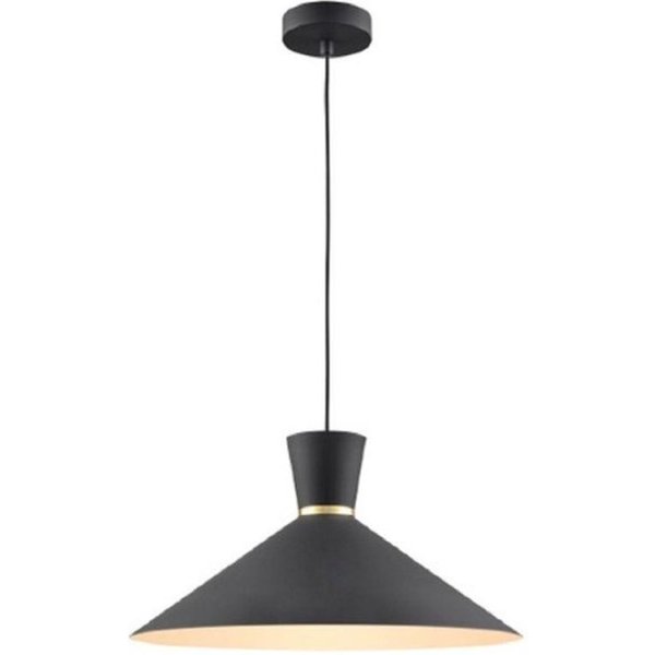 Franklite PCH215 Happy 1 Light Large Ceiling Pendant In Satin Black - Dia: 400mm