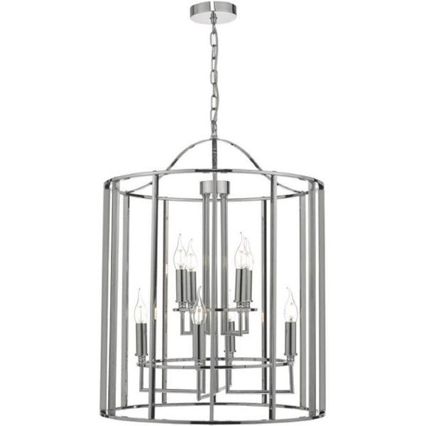Dar MYK0850 Myka 8 Light Ceiling Lantern Light In Polished Chrome