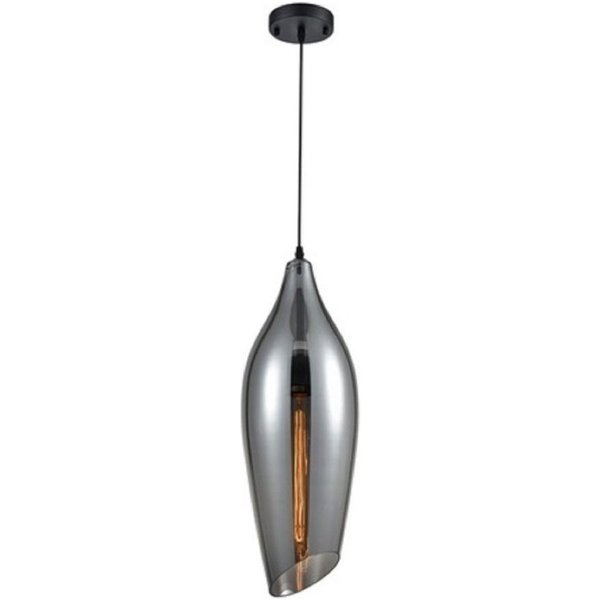 Franklite PCH195 Taper Ceiling Pendant Light In Smoked Glass - Dia: 200mm
