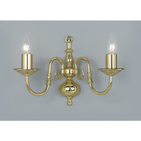 Impex Traditional Flemish 2 Light Polished Brass Wall Bracket