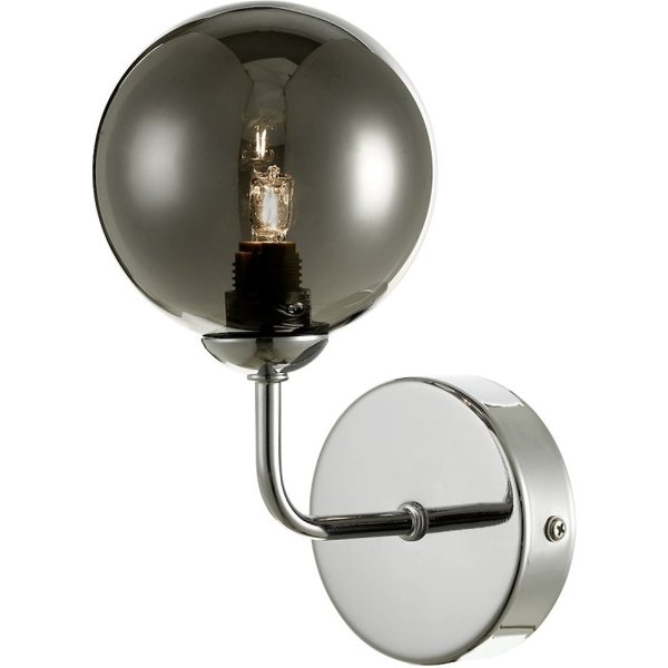 Dar Lighting FEY0750-01 Feya 1 Light Wall Light In Polished Chrome With Smoked Glass