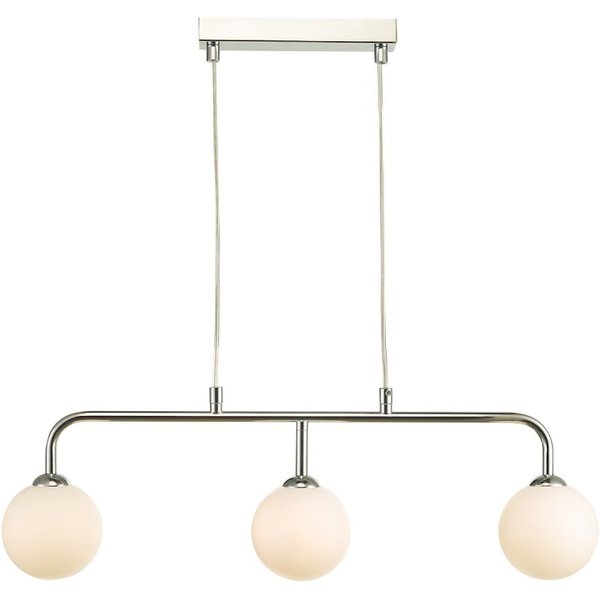 Dar Lighting FEY6250-02 Feya 3 Light Bar Ceiling Pendant In Polished Chrome With Opal Glass